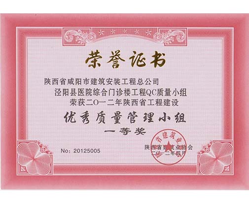 涇陽(yáng)縣醫(yī)院綜合門(mén)診樓QC優(yōu)秀質(zhì)量一等獎(jiǎng)